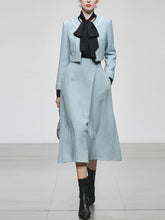 Load image into Gallery viewer, 2PS Lake Blue Long Sleeve Coat With Swing Skirt Suit