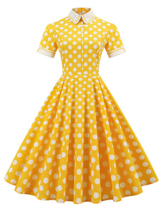 Polka Dots Peter Pan Collar 1950S Dress With Pockets