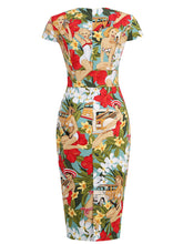 Load image into Gallery viewer, Floral  Queen Collar 1960S Bodycon Dress