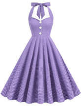 Load image into Gallery viewer, Plaid Vintage Halter Backless 1950S Vintage Dress