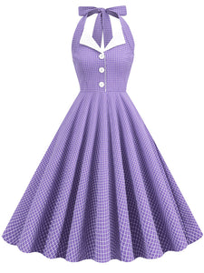 Plaid Vintage Halter Backless 1950S Vintage Dress