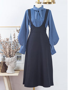 With Bow Collar Beauxbatons Same Style Vintage Fall Shirt Set Dress