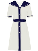 Load image into Gallery viewer, Navy Style Big Collar Salior 1950S Vintage Dress