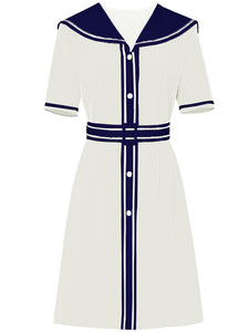 Navy Style Big Collar Salior 1950S Vintage Dress