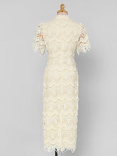 Load image into Gallery viewer, Green Heavy Lace Fabric Embroidered Tassel 1940S Vintage Dress