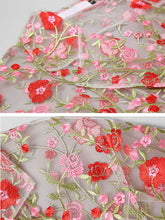 Load image into Gallery viewer, Women&#39;s Coat Flower Embroidered Lace Sheer Vintage Coat With Belt