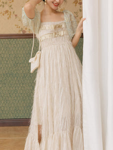 Apricot Puff Sleeve Lace Vintage 1950S Swing Victoria's Fairy Dress