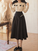 Load image into Gallery viewer, 2PS Bowknot Sweater And Pleats With Glass Diamond Swing Skirt 1950S Hepburn Style Outfits