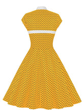 Load image into Gallery viewer, Polka Dots Fake Two Piece Shawl 1950S Swing Dress
