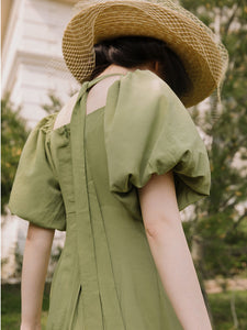 Green The Wonderful Wizard of Oz Flowers Vintage Swing Dress With Ribbon Scarf