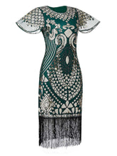 Load image into Gallery viewer, 6 Colors Short Sleeve 1920s Sequined Flapper Dress
