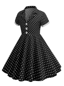 Kids Little Girls' Dress Turn Down Collar Polka Dot Cotton 1950S Vintage Dress