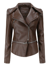Load image into Gallery viewer, Cool Girl Coat Long Sleeve PU Leather Motorcycle Jacket With Detachable Hem