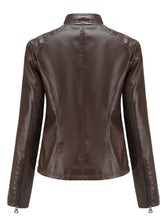 Load image into Gallery viewer, Pink Long Sleeve PU Leather Motorcycle Jacket For Women