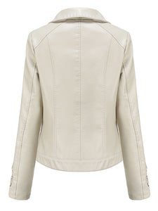 Black Weave Long Sleeve PU Leather Motorcycle Jacket