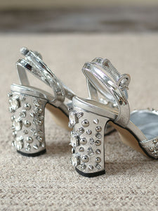 Luxurious Rivet Chunky Heel Sandals Vintage Shoes
