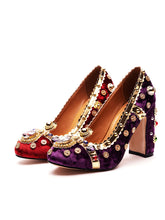 Load image into Gallery viewer, 10CM Luxury Pearls And Diamonds Chunky Heels Retro Shoes