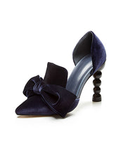 Load image into Gallery viewer, Big Bow Velvet Cylindrical Heel Pointed Toe Vinatge Shoes