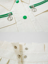 Load image into Gallery viewer, 3PS White Turn-down Collar Long Sleeve Coat With White Skirt Suits