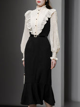 Load image into Gallery viewer, White Lace Shirt Fake Two-Piece Fishtail Dress