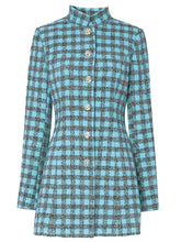 Load image into Gallery viewer, Plaid Stand Collar Houndstooth Tweed 1940S Coat