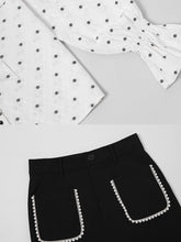 Load image into Gallery viewer, 2PS White V Neck Ruffles Long Sleeve Top With High Waist Wide Leg Pants Suit