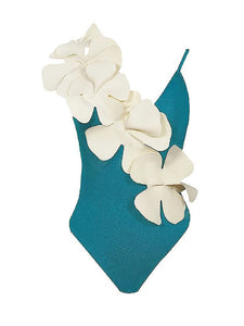Orange And White Flower One Piece With Bathing Suit Swing Skirt