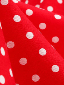 Red And White Polka Dots Vintage Halter 1950S Dress With Button