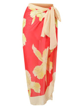 Load image into Gallery viewer, Blue Floral Print Ruffles Strap One Piece With Bathing Suit Wrap Skirt
