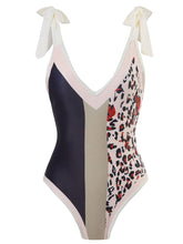 Load image into Gallery viewer, Floral Print Retro Style V Neck One Piece With Bathing Suit Wrap Skirt