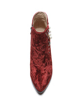 Load image into Gallery viewer, 7CM Luxury Pearls And Diamonds Chunky High Heel Bootie Vintage Shoes