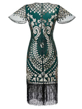 Load image into Gallery viewer, 6 Colors Short Sleeve 1920s Sequined Flapper Dress
