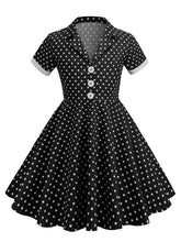 Load image into Gallery viewer, Kids Little Girls&#39; Dress Turn Down Collar Polka Dot Cotton 1950S Vintage Dress