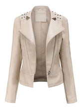 Load image into Gallery viewer, Rivet Long Sleeve PU Leather Motorcycle Jacket