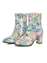Load image into Gallery viewer, 7CM Luxury Embroidered Chunky High Heel Platform Bootie Vintage Shoes