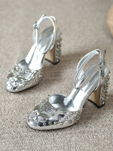 Luxurious Rivet Chunky Heel Sandals Vintage Shoes