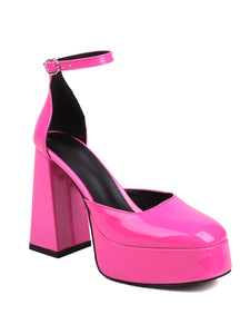 12CM High Heel Red Pointed Toe Platform Mary Jane Pump