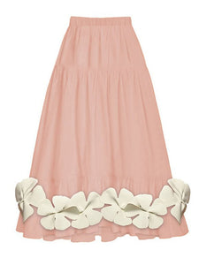 Orange And White Flower One Piece With Bathing Suit Swing Skirt