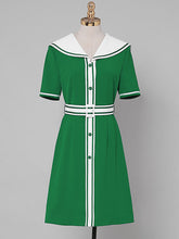 Load image into Gallery viewer, Navy Style Big Collar Salior 1950S Vintage Dress