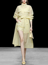 Load image into Gallery viewer, 4PS Yellow 1950S Vintage Camisole Lace Vest And Shorts Coat Set