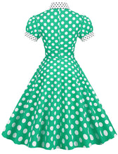 Load image into Gallery viewer, Navy Polka Dots Bowknot Swing Vintage 1950S Dress