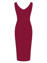 Load image into Gallery viewer, Solid Color Sweet Heart Collar 1950S Vintage Bodycon Dress