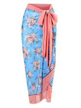 Load image into Gallery viewer, Floral Print Retro Style V Neck One Piece With Bathing Suit Wrap Skirt