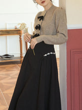 Load image into Gallery viewer, 2PS Bowknot Sweater And Pleats With Glass Diamond Swing Skirt 1950S Hepburn Style Outfits