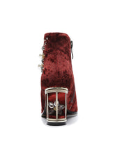 Load image into Gallery viewer, 7CM Luxury Pearls And Diamonds Chunky High Heel Bootie Vintage Shoes