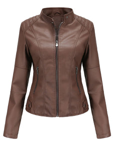 6 Color Long Sleeve PU Leather Motorcycle Jacket