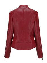Load image into Gallery viewer, Rivet Long Sleeve PU Leather Motorcycle Jacket