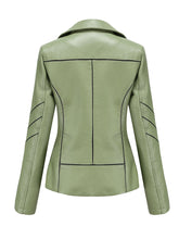 Load image into Gallery viewer, Turn Down Collar Long Sleeve PU Leather Motorcycle Jacket