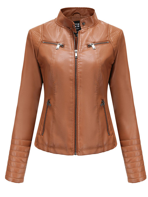 5 Color Long Sleeve PU Leather Motorcycle Jacket
