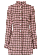 Load image into Gallery viewer, Plaid Stand Collar Houndstooth Tweed 1940S Coat